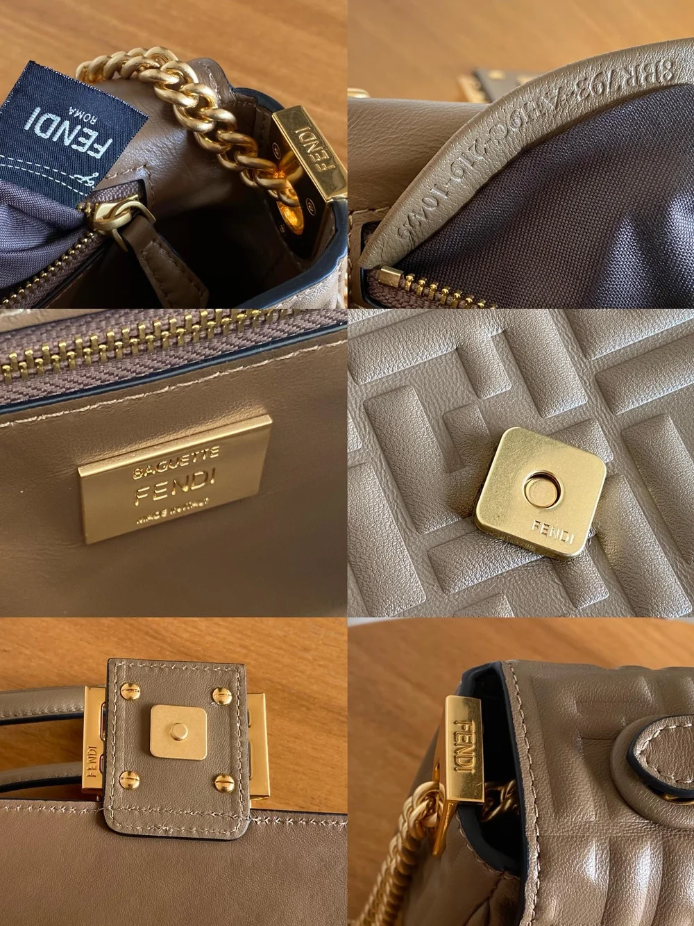 펜디 바게트 미디엄 체인 백 브라운