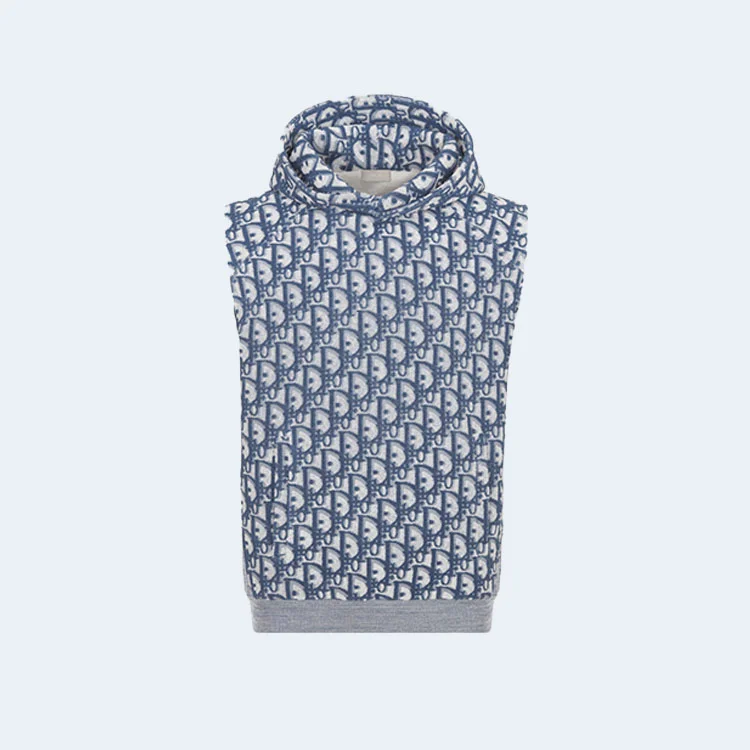 디올 오블리크 민소매 후드 스웨트셔츠 블루