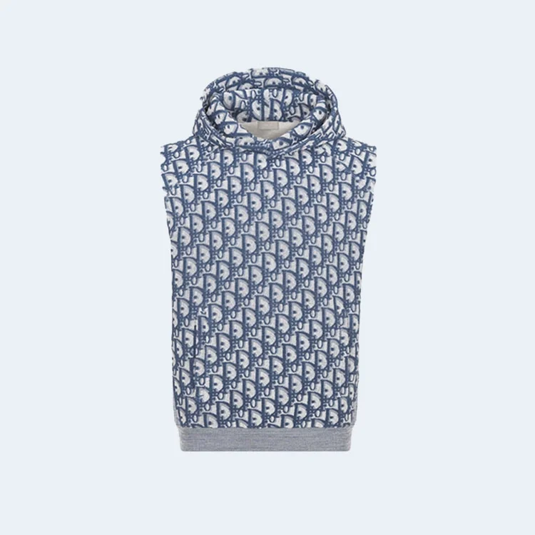 디올 오블리크 민소매 후드 스웨트셔츠 블루