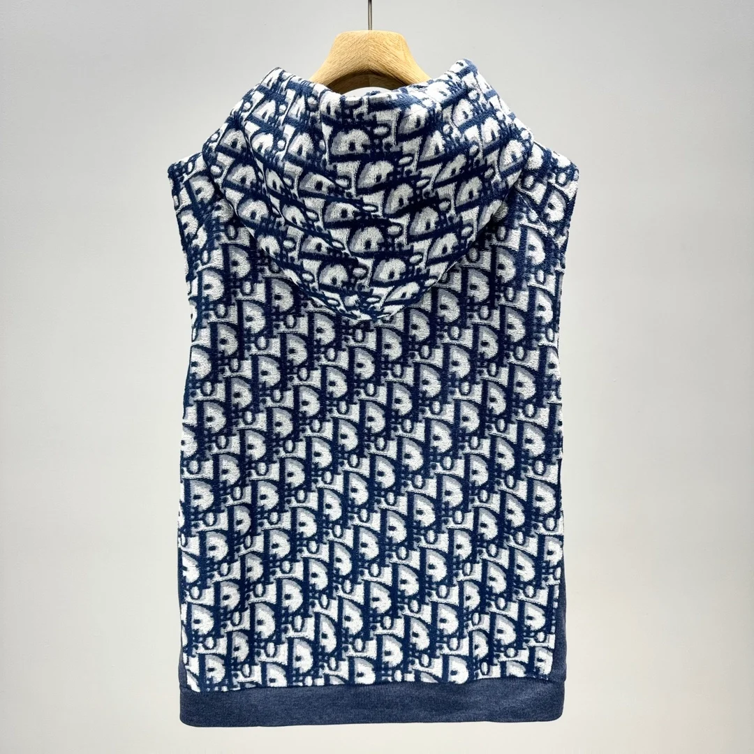 디올 오블리크 민소매 후드 스웨트셔츠 블루