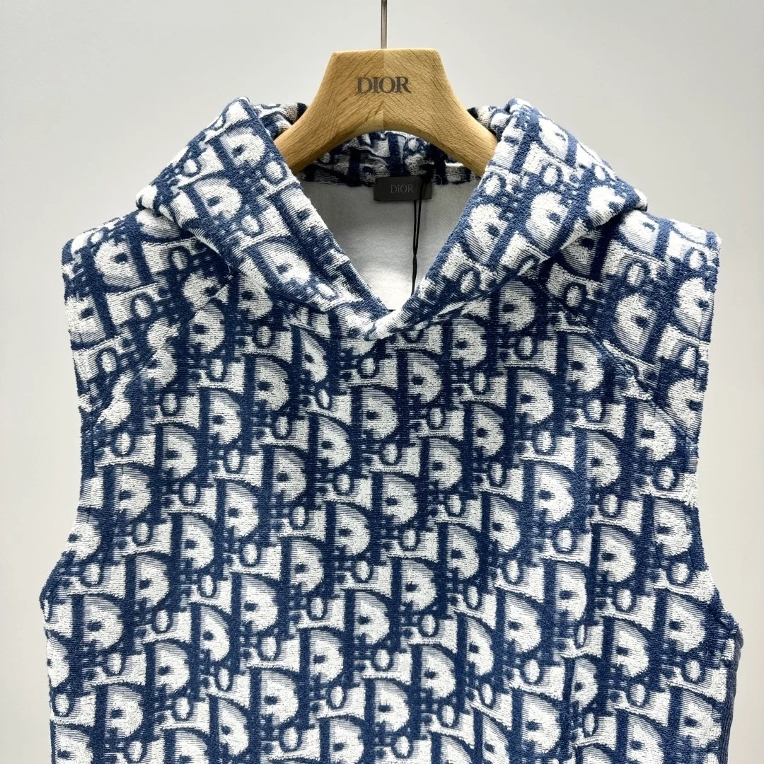 디올 오블리크 민소매 후드 스웨트셔츠 블루