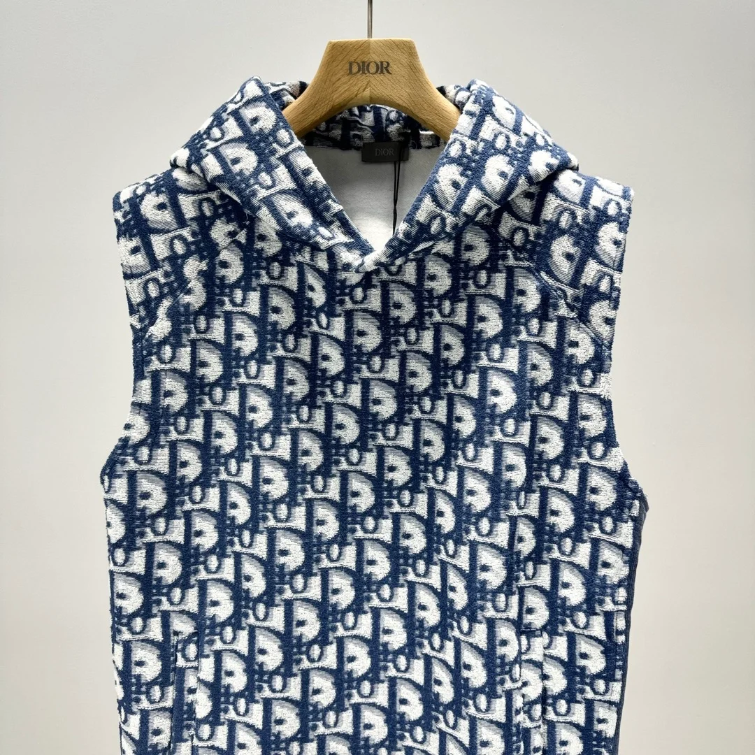 디올 오블리크 민소매 후드 스웨트셔츠 블루