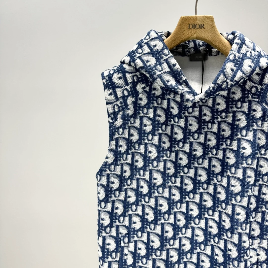 디올 오블리크 민소매 후드 스웨트셔츠 블루