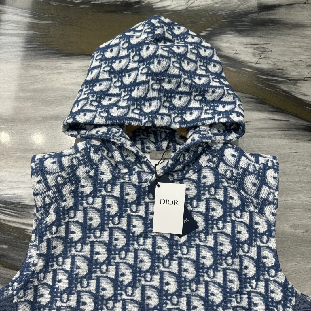 디올 오블리크 민소매 후드 스웨트셔츠 블루