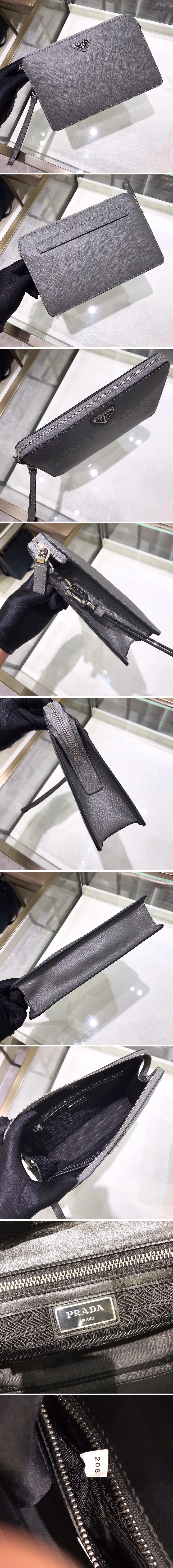 프라다 사피아노 가죽 클러치