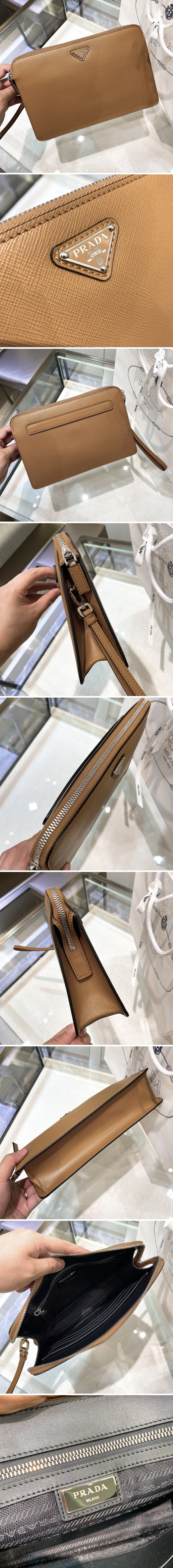 프라다 사피아노 가죽 클러치