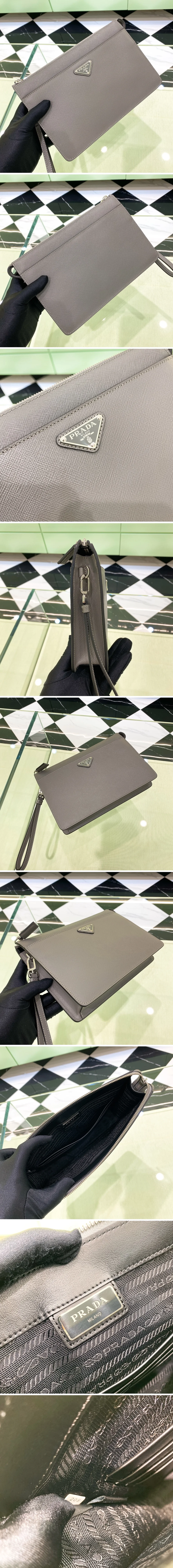 프라다 사피아노 가죽 클러치