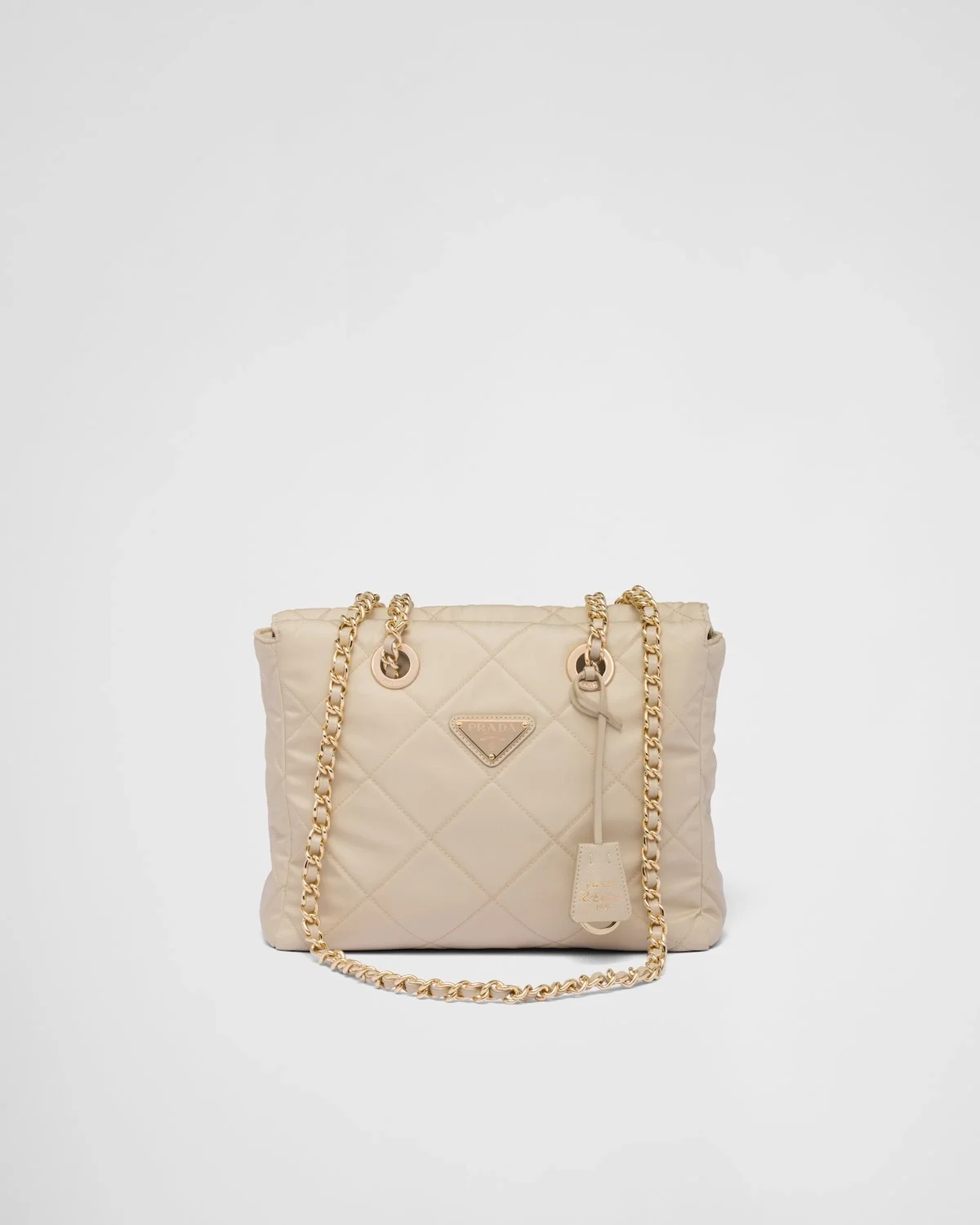 프라다 리에디션 1995 리나일론 체인 토트백 베이지