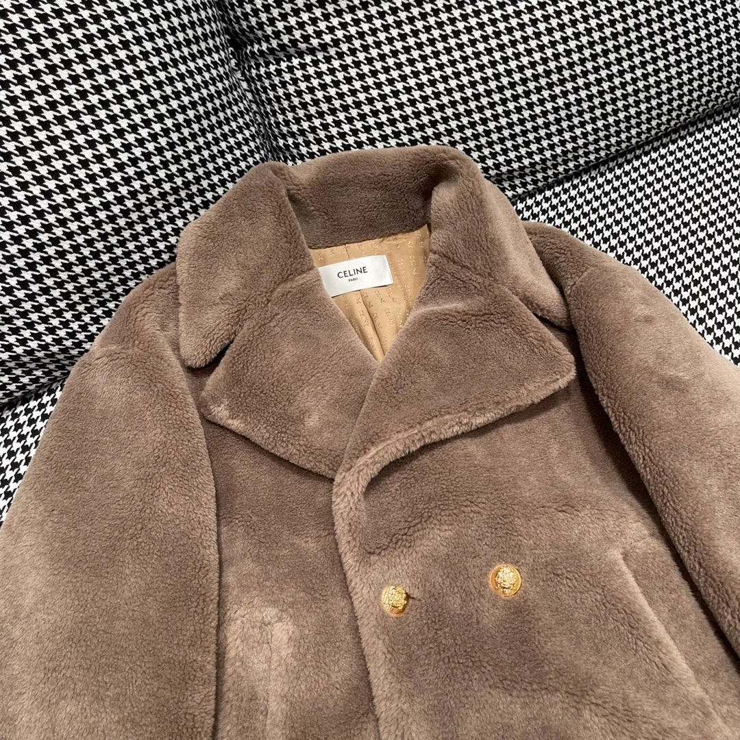 셀린느 퍼 이펙트 실크 울 크롭 피코트