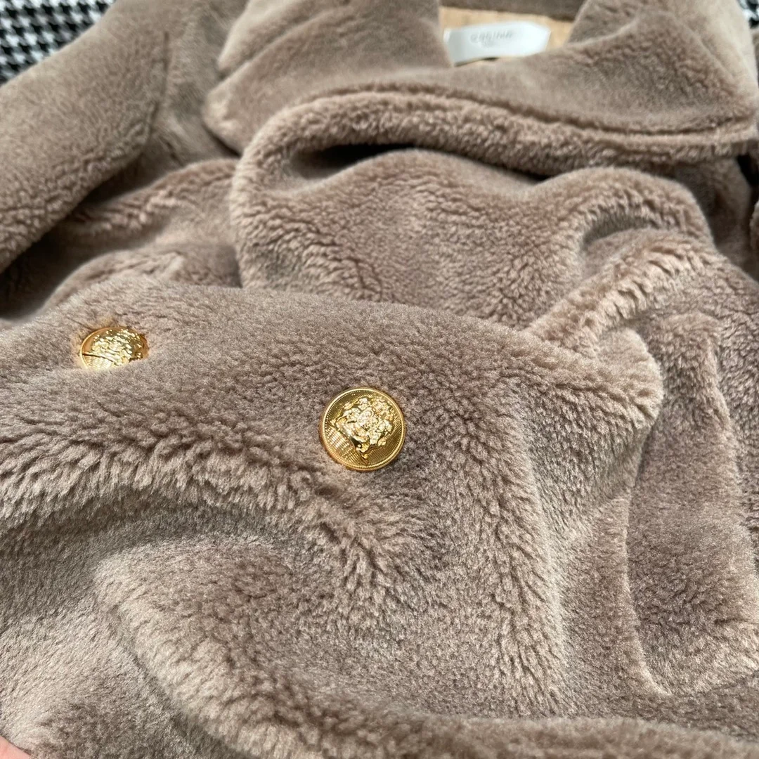 셀린느 퍼 이펙트 실크 울 크롭 피코트