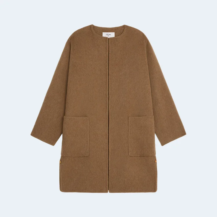 셀린느 퓨어 칼라 브러시드 코트