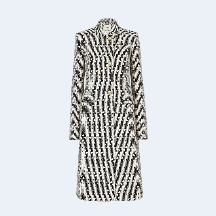 펜디 프린트 울 실크 코트