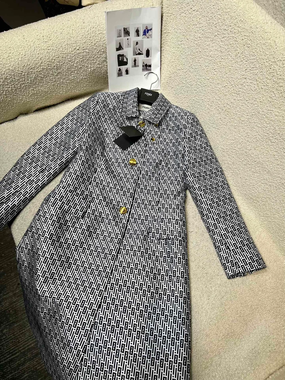 펜디 프린트 울 실크 코트