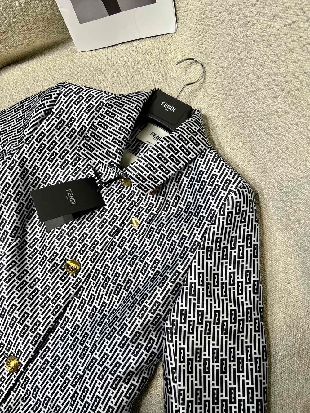 펜디 프린트 울 실크 코트