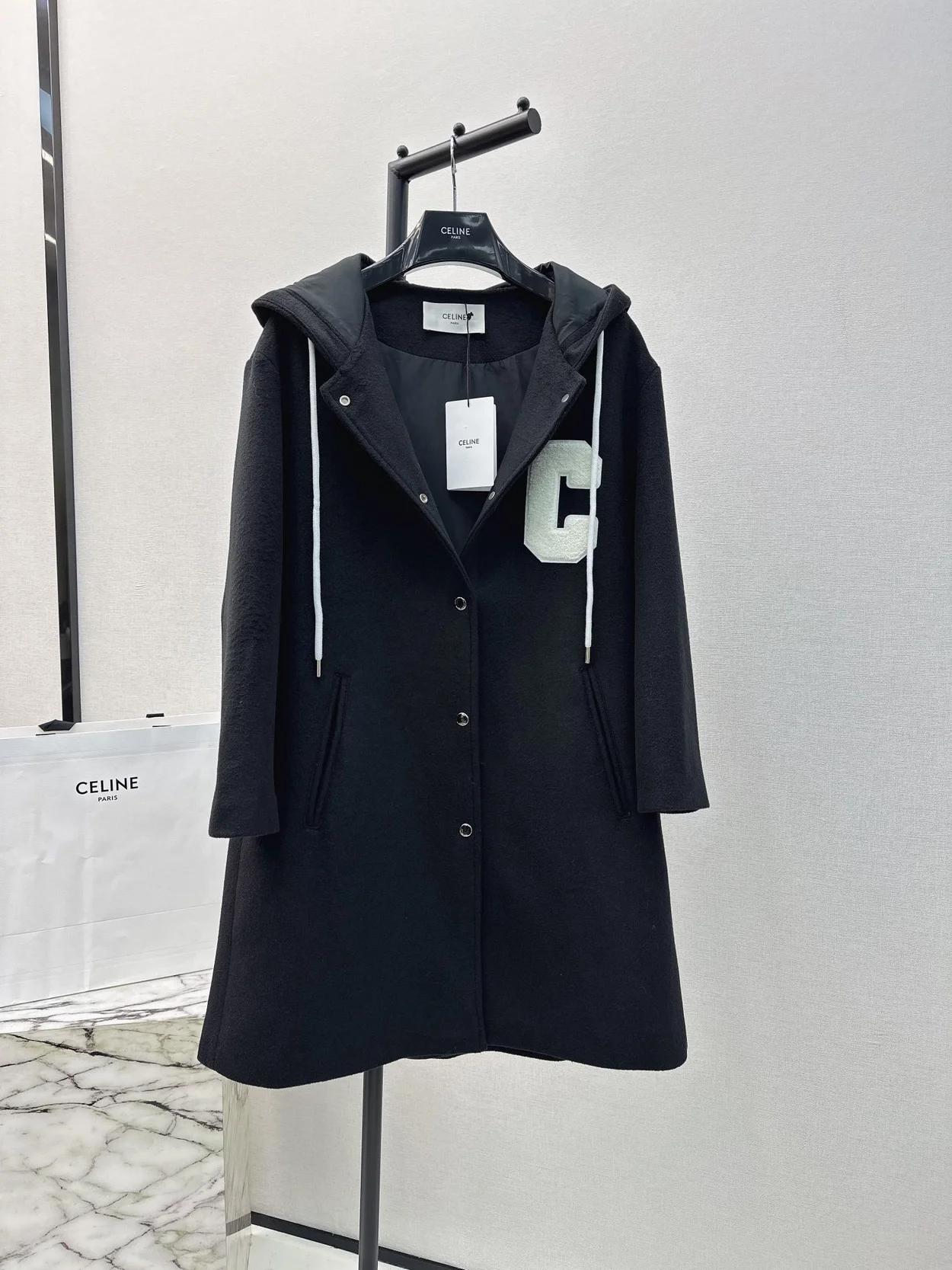 셀린느 컬리지 페이스 울 파카