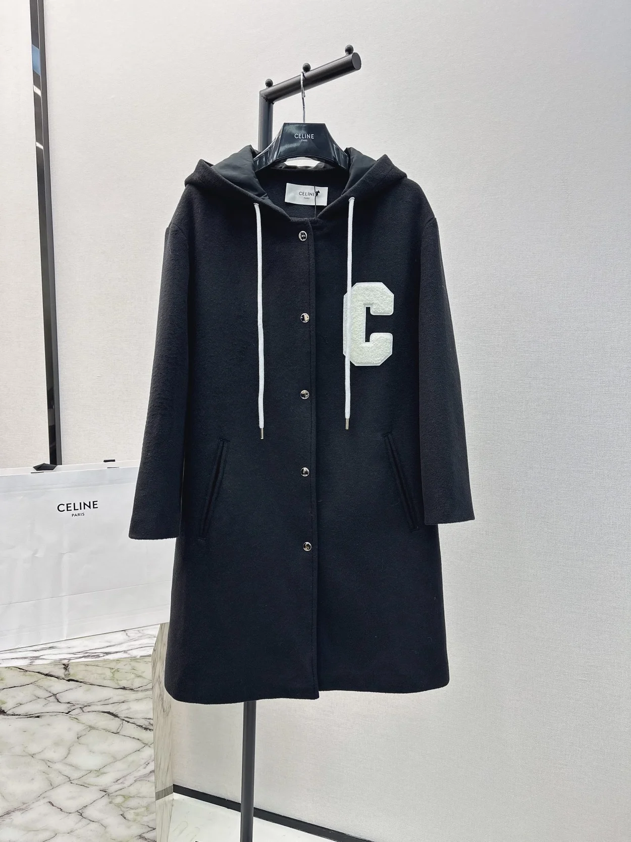 셀린느 컬리지 페이스 울 파카