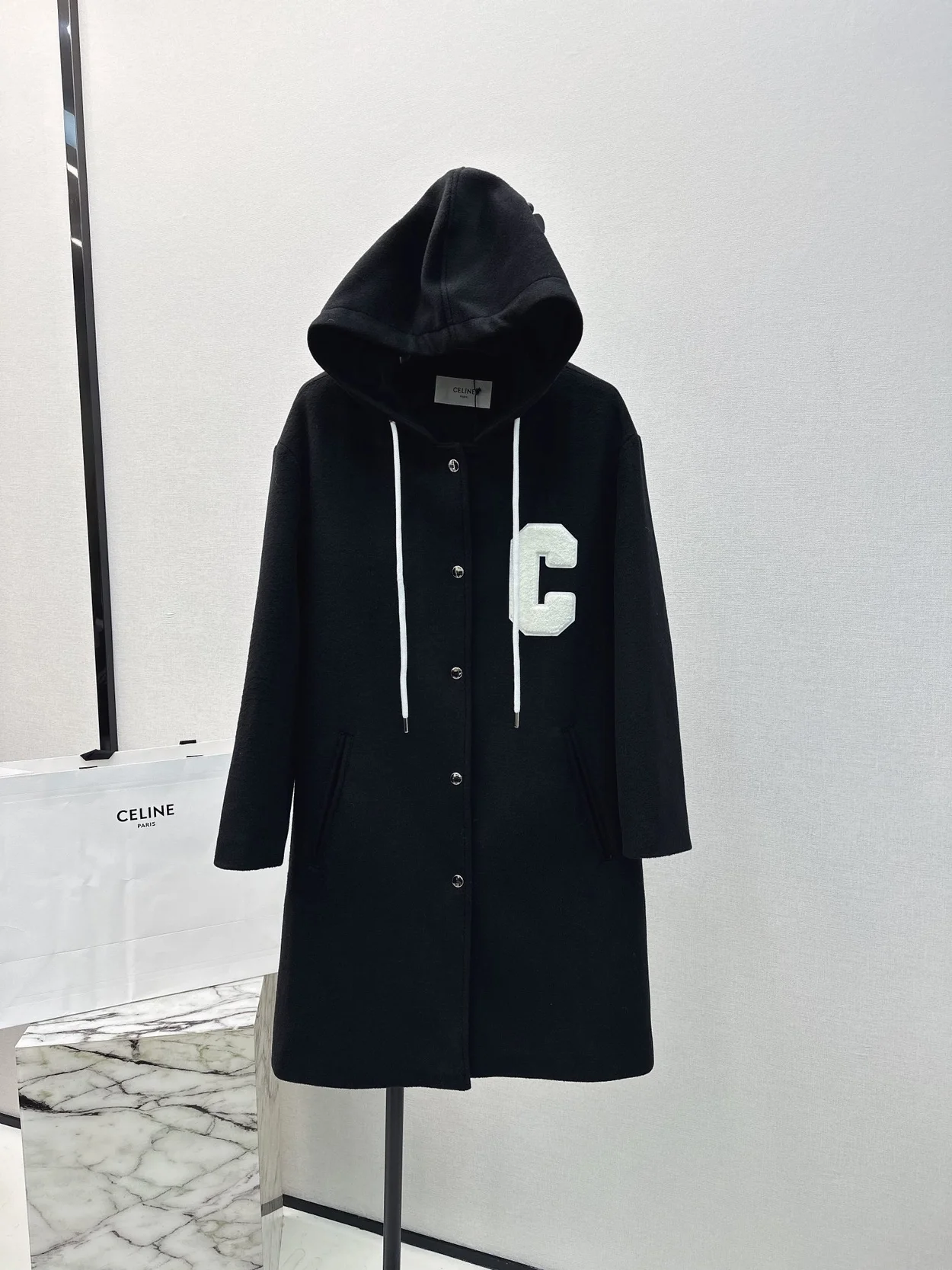 셀린느 컬리지 페이스 울 파카