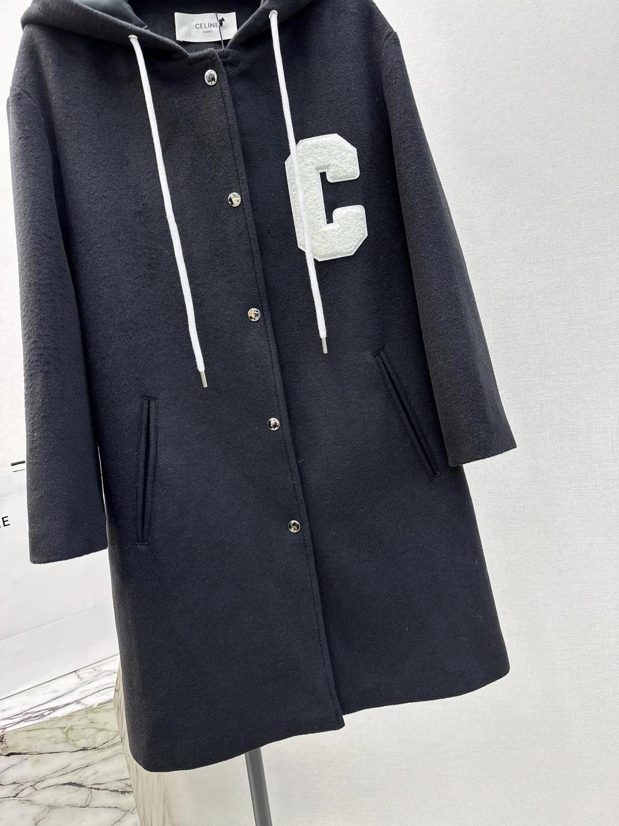 셀린느 컬리지 페이스 울 파카