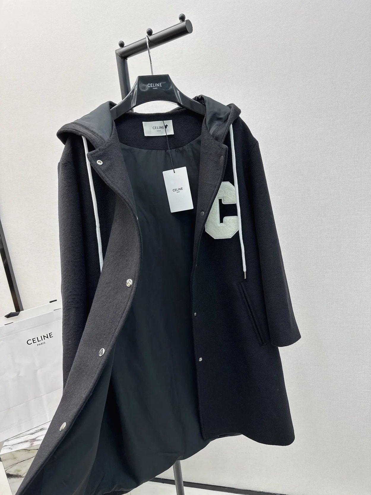 셀린느 컬리지 페이스 울 파카