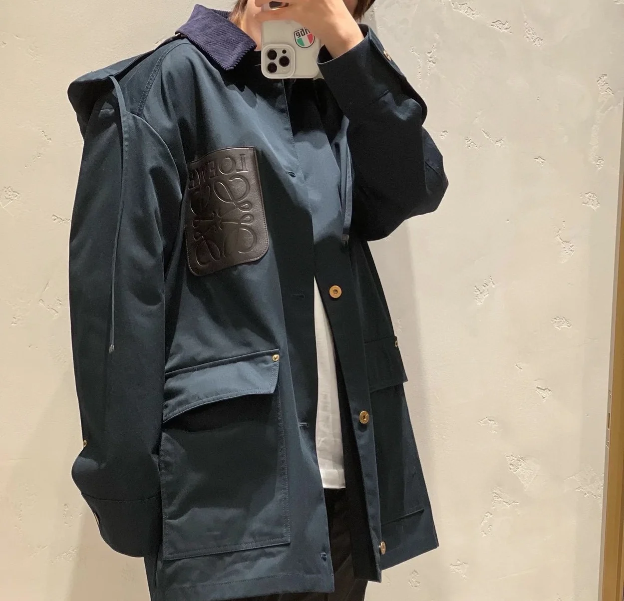 로에베 패치 포켓 후디드 파카 코트