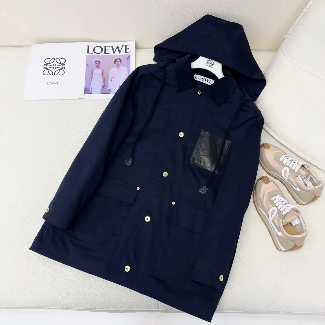 로에베 패치 포켓 후디드 파카 코트