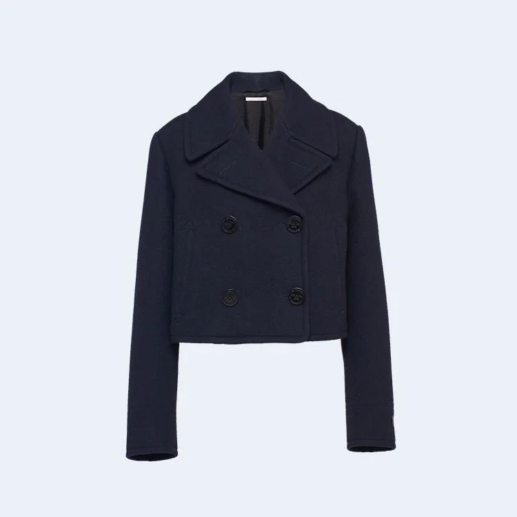 프라다 더블브레스트 패브릭 피코트