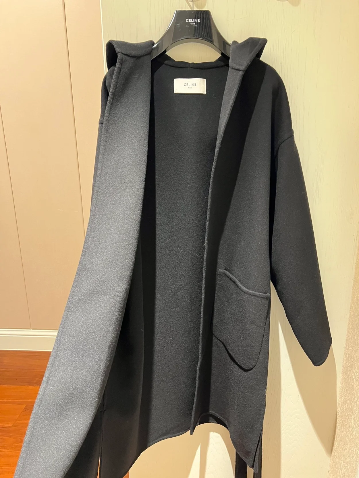 셀린느 더블 페이스 캐시미어 후드 코트