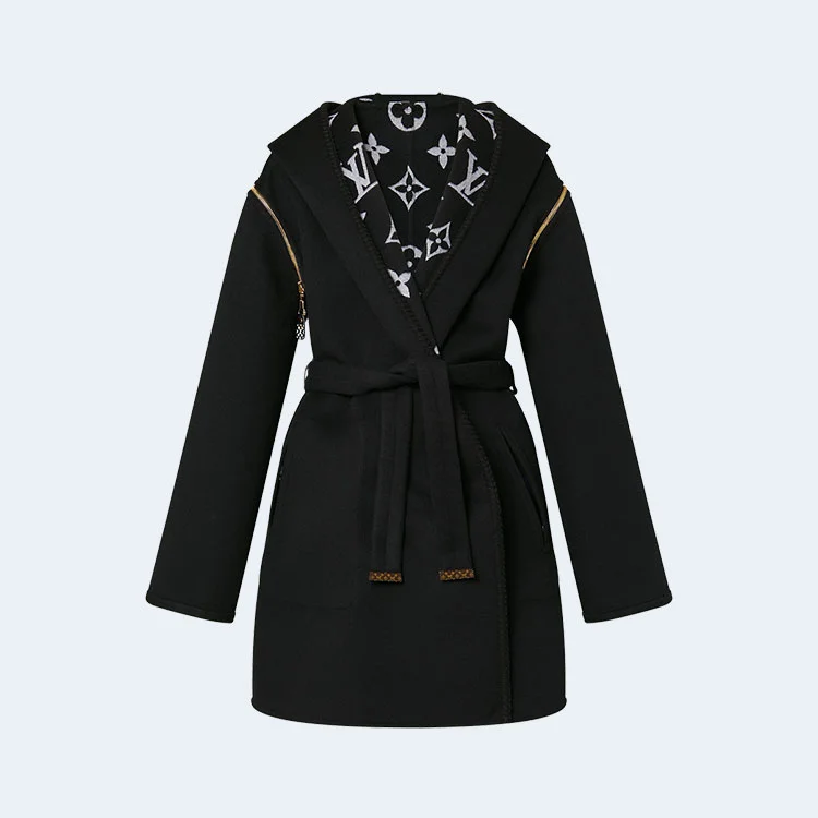 루이비통 리버시블 후드 랩 코트 1AC2DB