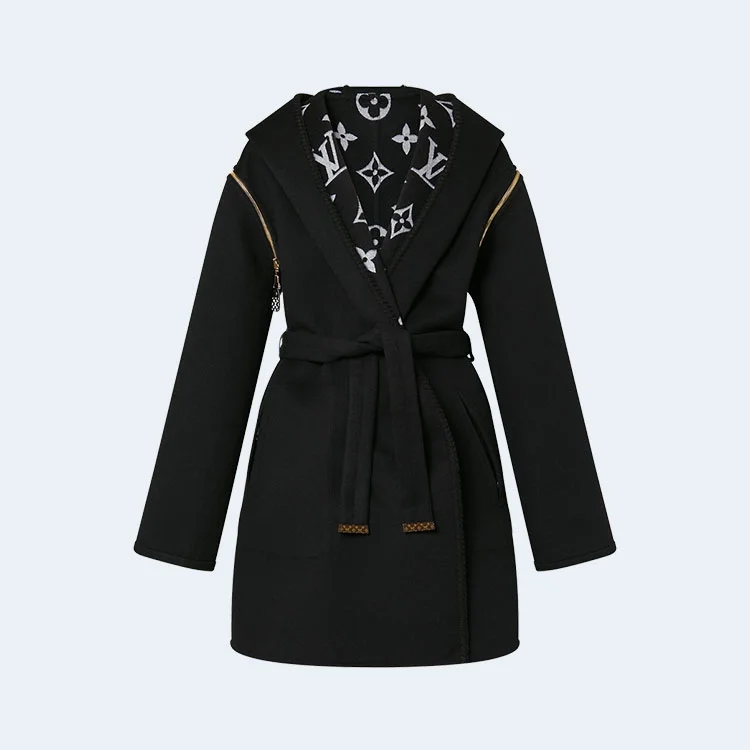 루이비통 리버시블 후드 랩 코트 1AC2DB