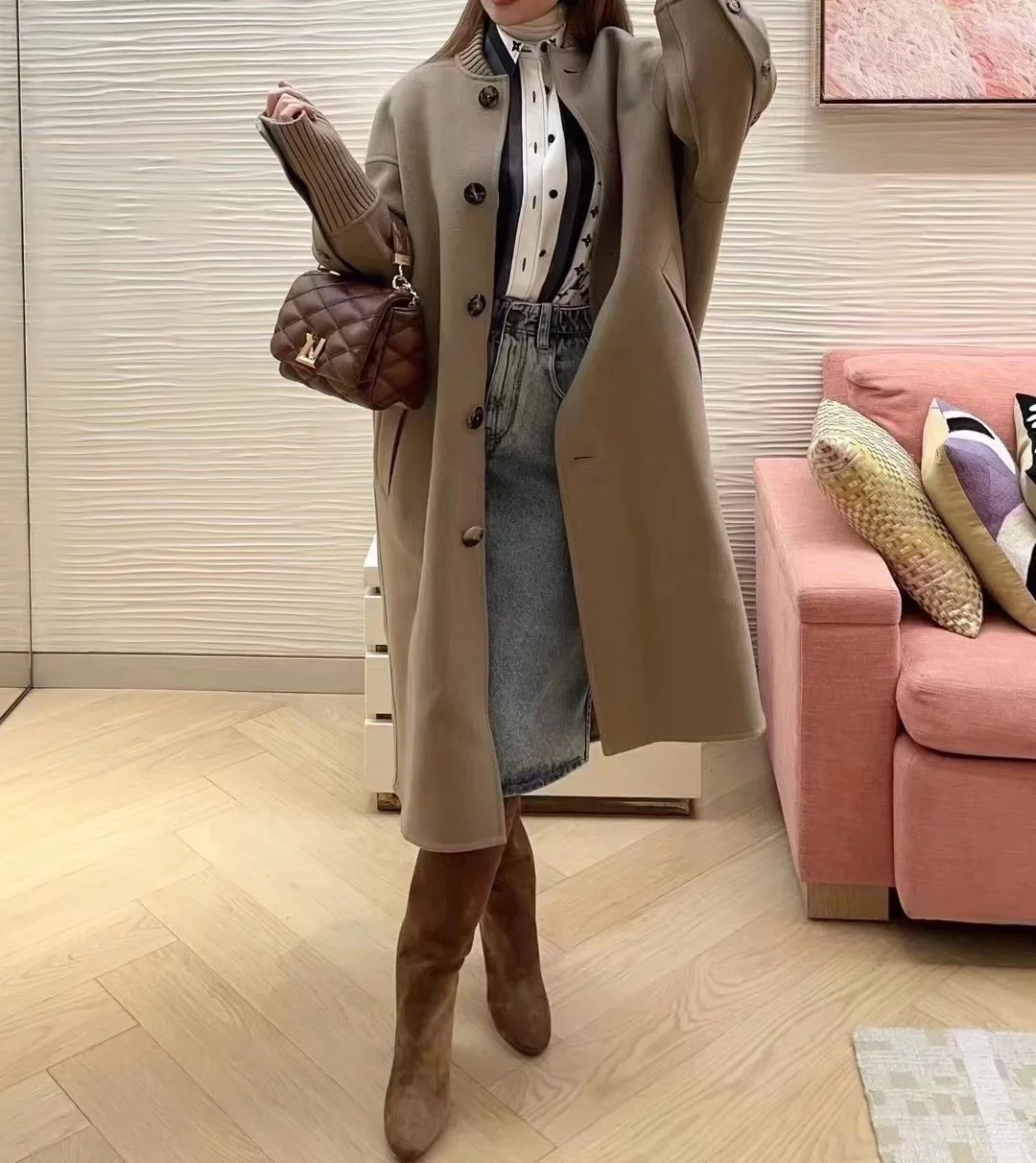 루이비통 슬러치 롱 봄버 코트 1AC1YW