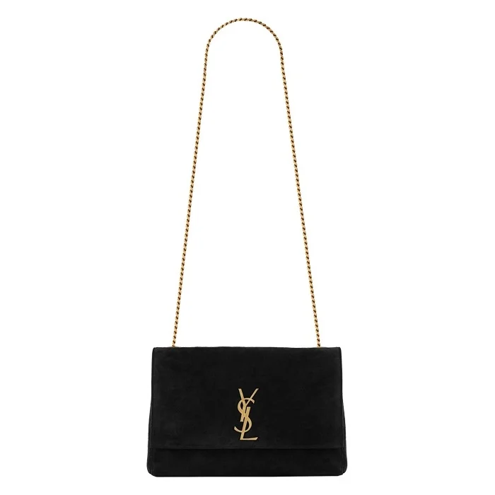 생로랑 미디움 스웨이드 리버서블 양면 케이트 백 블랙