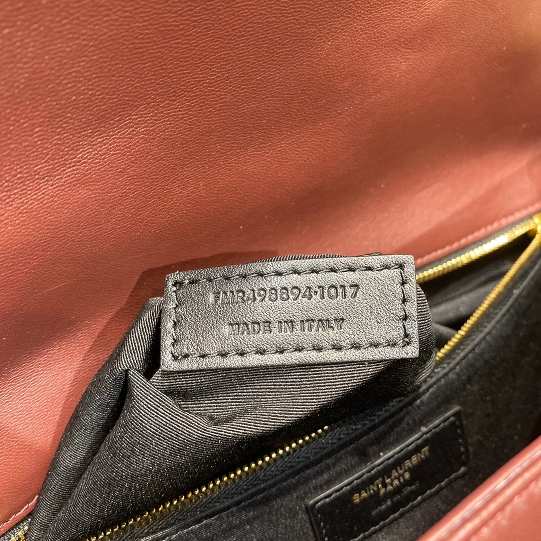 생로랑 니키 스웨이드 미디움 체인백 와인