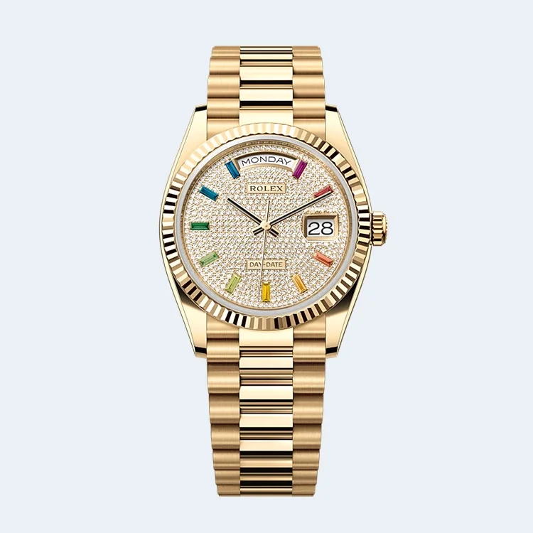 롤렉스 데이데이트 다이아몬드 파베 옐로우 골드