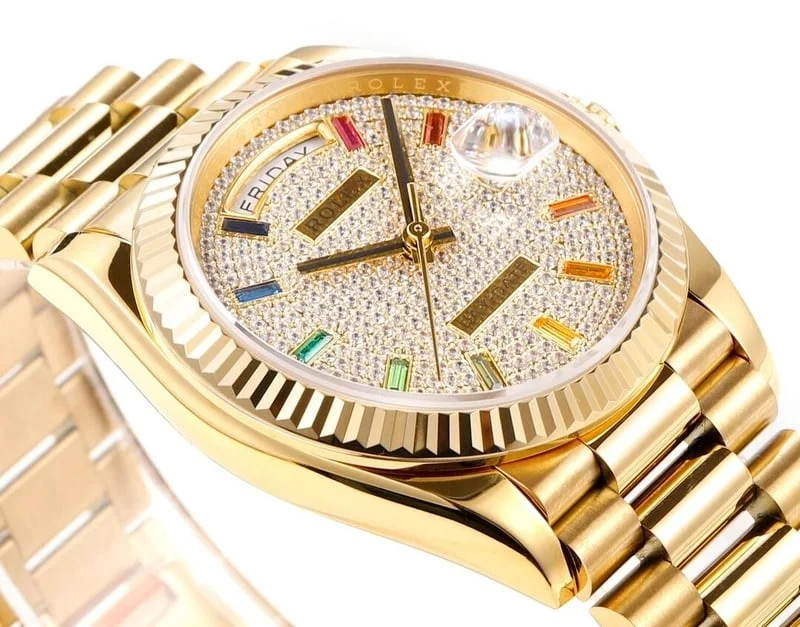 롤렉스 데이데이트 다이아몬드 파베 옐로우 골드