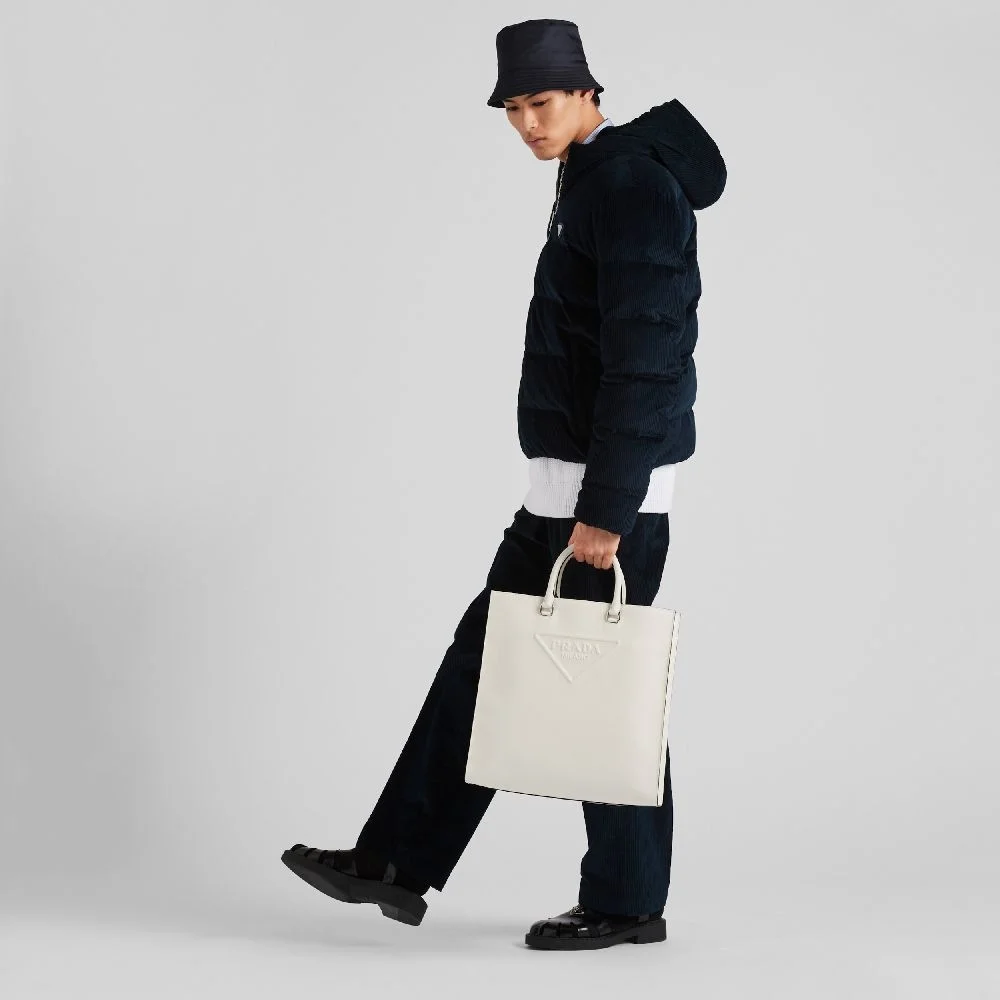 프라다 사피아노 가죽 토트백 화이트