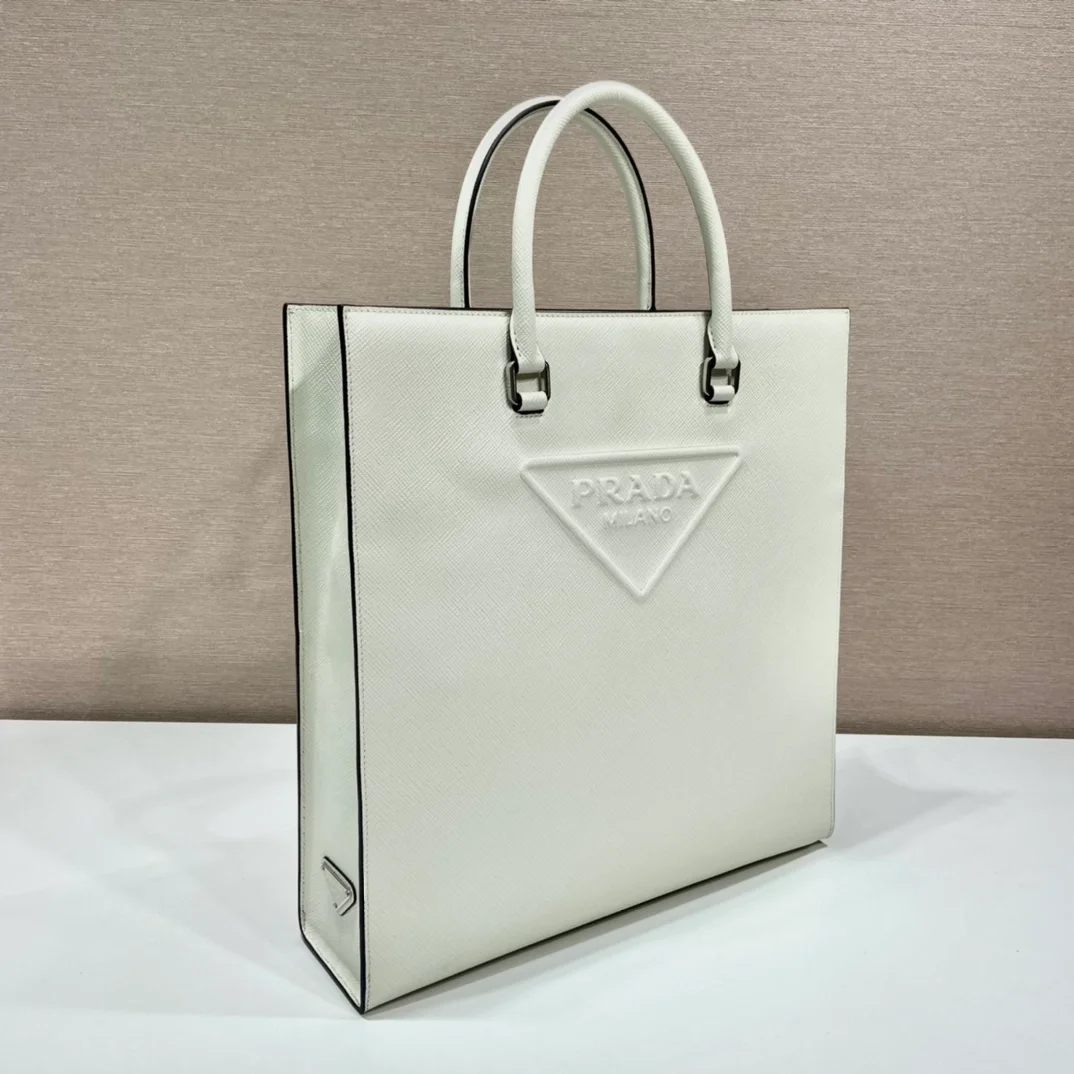 프라다 사피아노 가죽 토트백 화이트