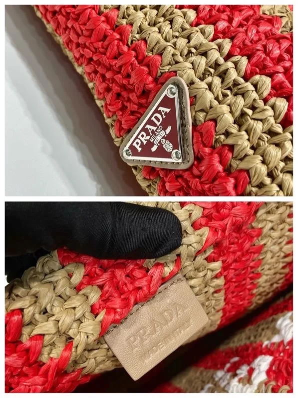 프라다 라탄 스트랩 토트백