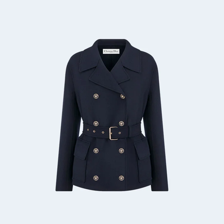 디올 벨트 크롭 울 블렌드 코트