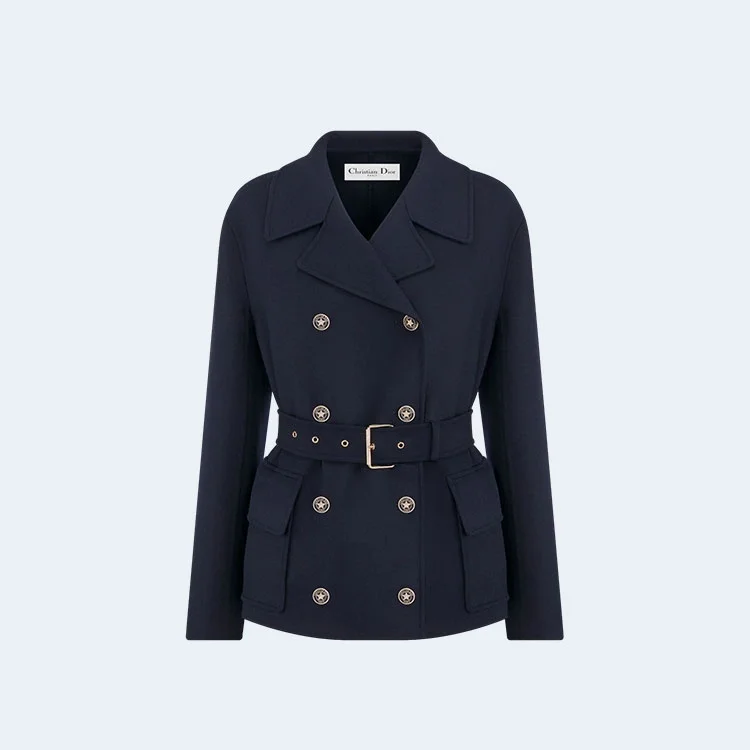 디올 벨트 크롭 울 블렌드 코트