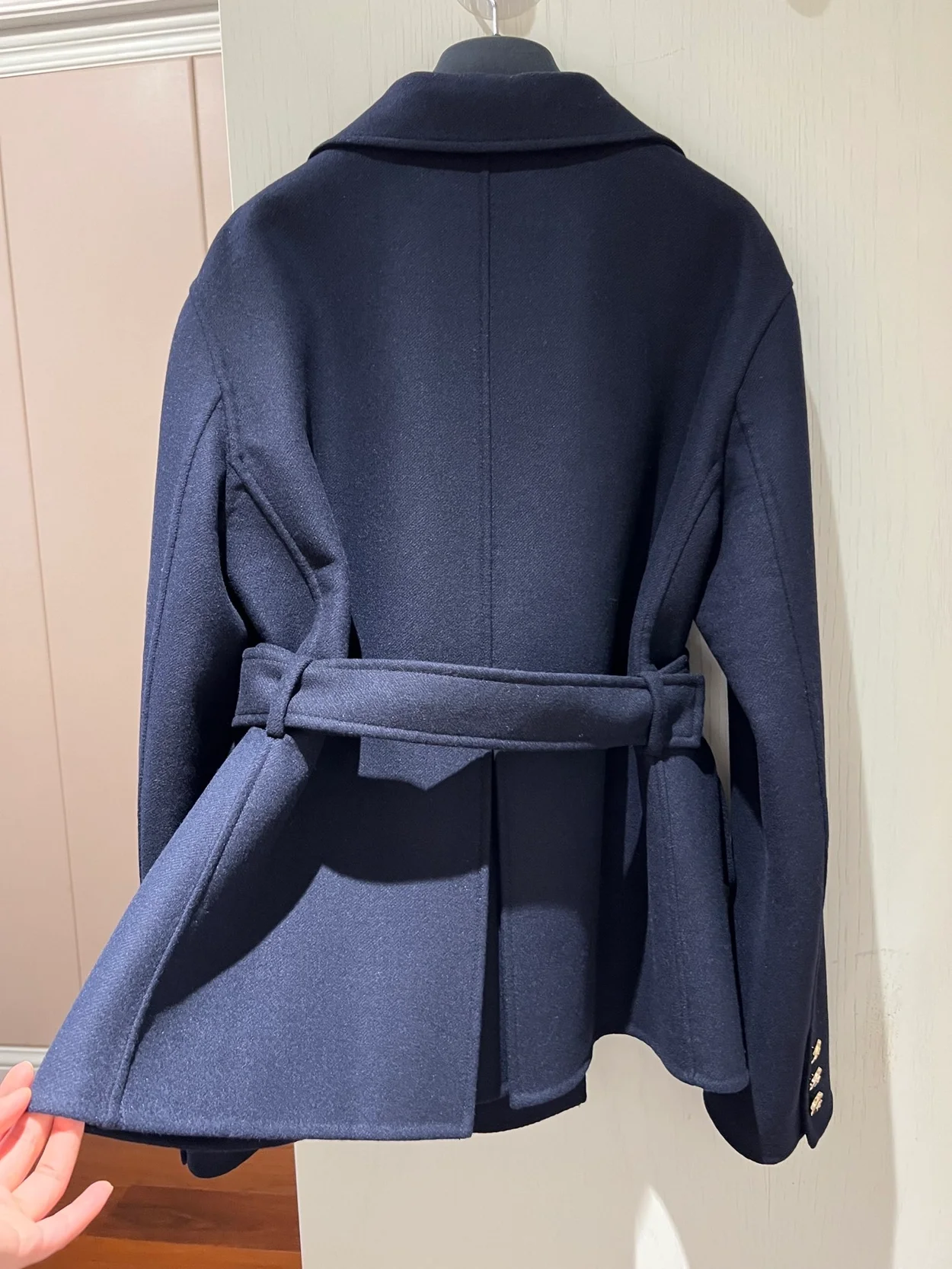 디올 벨트 크롭 울 블렌드 코트