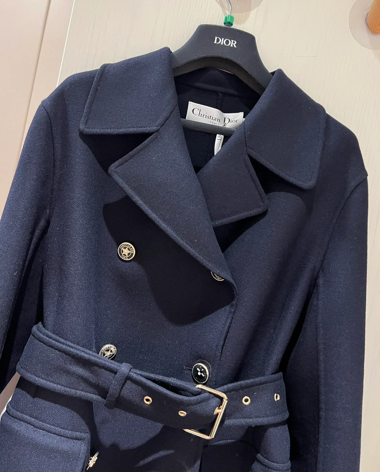 디올 벨트 크롭 울 블렌드 코트