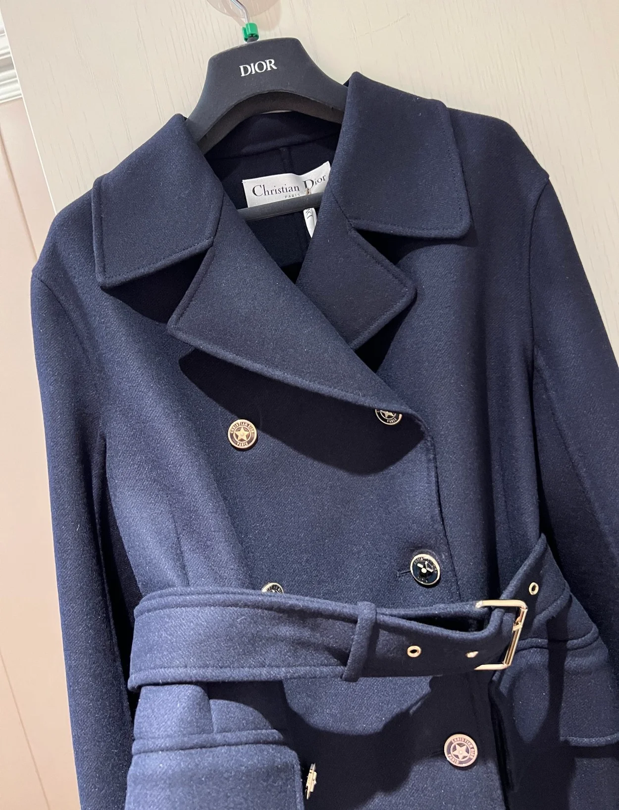 디올 벨트 크롭 울 블렌드 코트