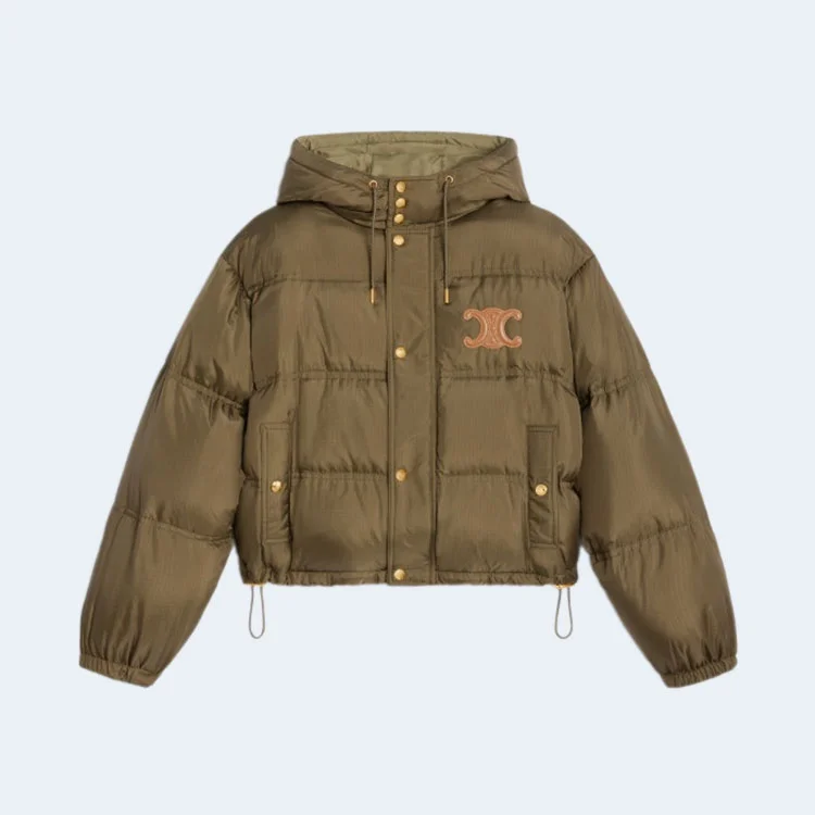 셀린느 라이트웨이트 나일론 크롭 트리옹프 다운 재킷