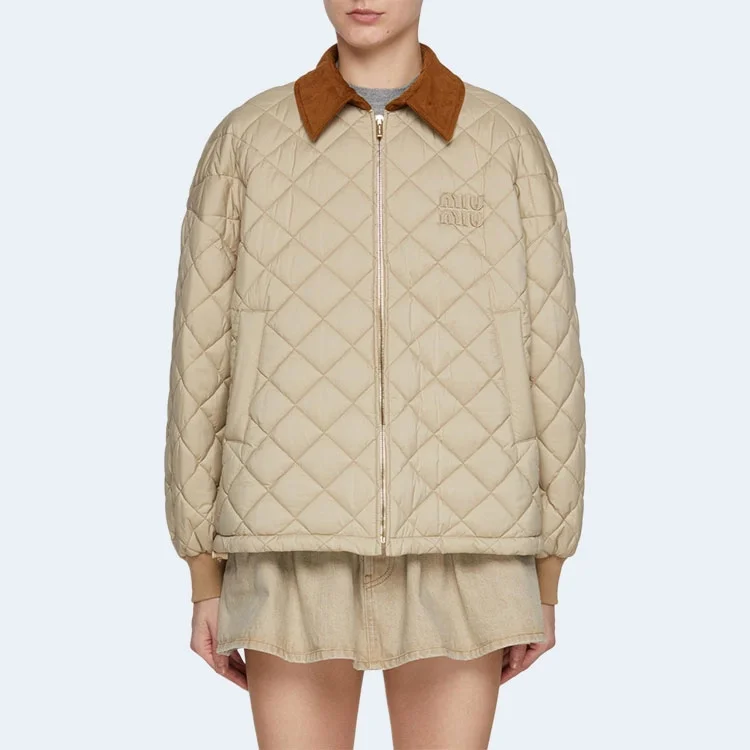 미우미우 퀄팅 코듀로이 카라 패딩 자켓