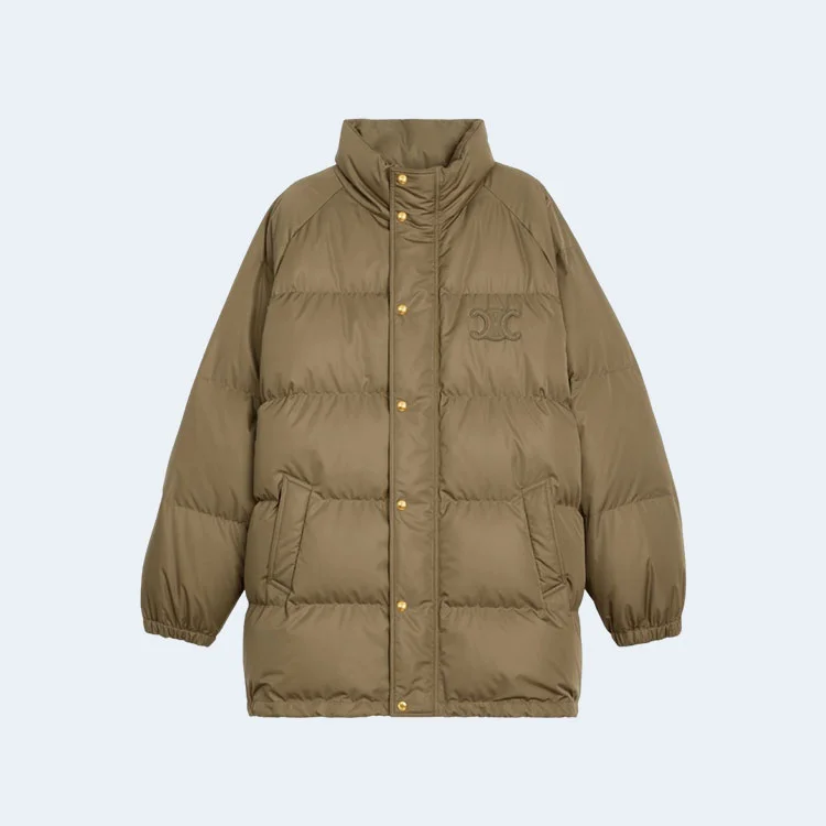 셀린느 라이트웨이트 나일론 오버사이즈 푸퍼 자켓 브라운