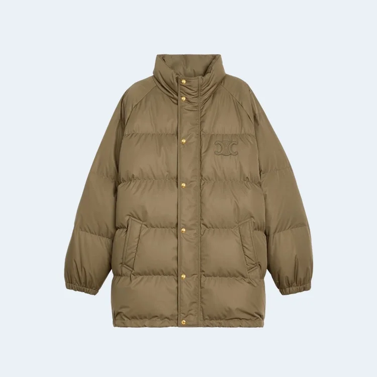 셀린느 라이트웨이트 나일론 오버사이즈 푸퍼 자켓 브라운