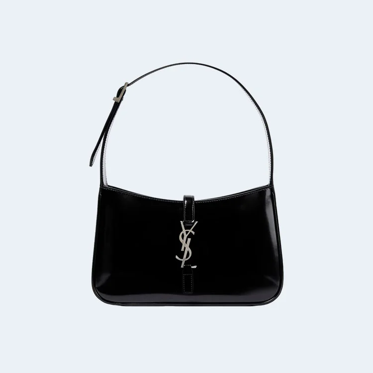 생로랑 LE 5 A 7 카바스 레더 호보백 블랙 은장