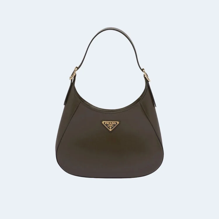 프라다 미디엄 클레오 레더 숄더백 카키
