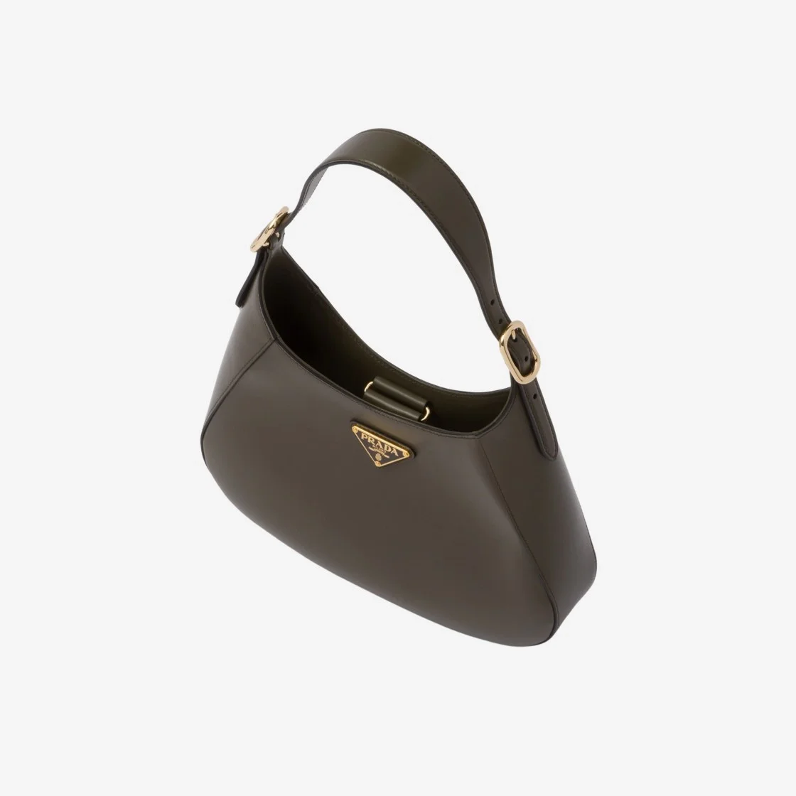 프라다 미디엄 클레오 레더 숄더백 카키