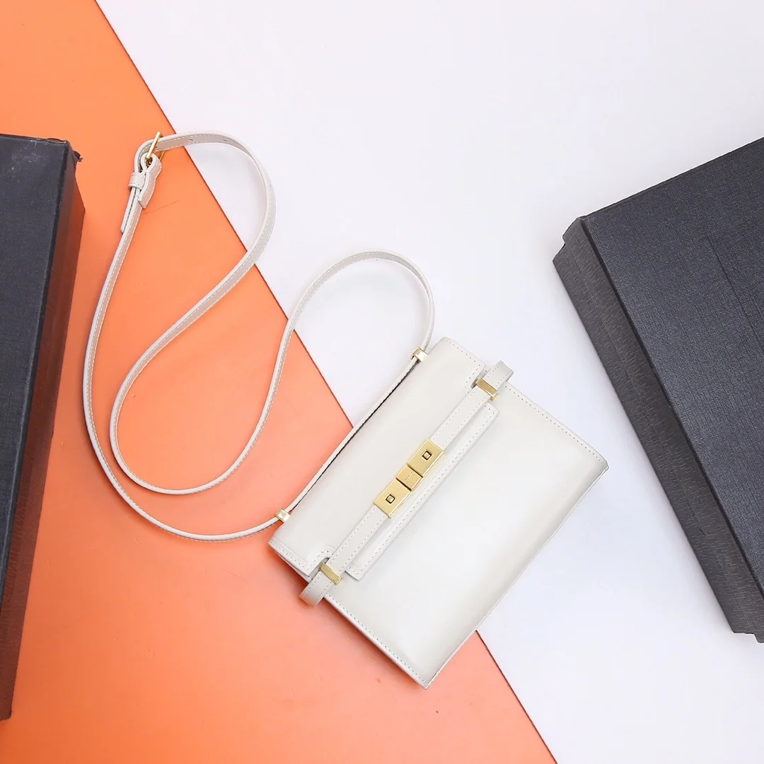 생로랑 맨해튼 미니 크로스백 화이트